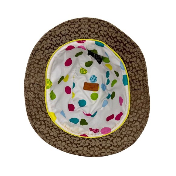 Vtg Y2K Coach Signature Brown Bucket Hat | Preppy Grunge Coastal Grandmother P/S - Picture 4 of 15